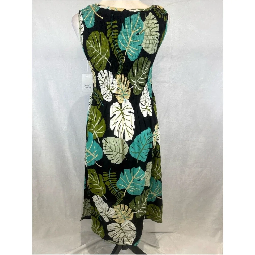 Croft and Barrow smocked tropical print midi dress with pockets size small NWT